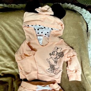 DisneyBaby Light Pink Minnie Mouse Matching Hoodie and Sweatpants Set